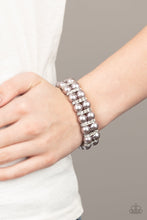 Load image into Gallery viewer, Paparazzi Glowing Glam - Silver Pearly Beads - White Rhinestones - Adjustable Bracelet - $5 Jewelry with Ashley Swint