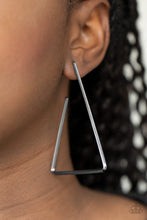 Load image into Gallery viewer, Paparazzi Go Ahead and TRI - Black - Gunmetal Edgy Geometric Look - Hoop Earrings - $5 Jewelry with Ashley Swint