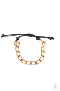 Paparazzi Goalpost - Gold - Beveled Cable Chain Bracelet - Men's Collection - $5 Jewelry with Ashley Swint