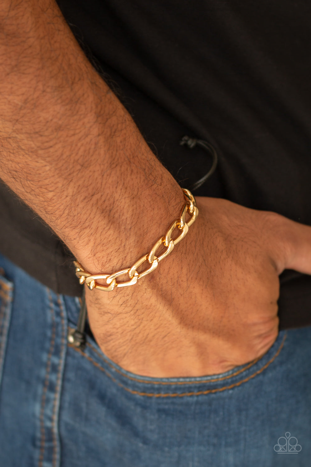 Paparazzi Goalpost - Gold - Beveled Cable Chain Bracelet - Men's Collection - $5 Jewelry with Ashley Swint