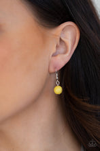 Load image into Gallery viewer, Paparazzi Gypsy Gulf - Yellow Bead - Silver Pendant Slides on Silver Chains - Necklace and matching Earrings - $5 Jewelry With Ashley Swint