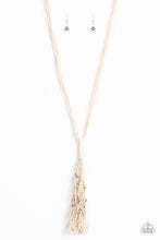 Load image into Gallery viewer, Paparazzi Hand-Knotted Knockout - White - Silver Beads, Cording, Tassel - Necklace &amp; Earrings - $5 Jewelry with Ashley Swint