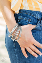 Load image into Gallery viewer, Paparazzi Hidden Groves Silver - Set of 7 Bracelets - Trend Blend Fashion Fix Exclusive June 2019 - $5 Jewelry With Ashley Swint