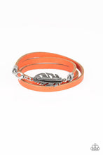 Load image into Gallery viewer, Paparazzi High Spirits - Orange Leather Triple Wraps - Feather Bracelet - $5 Jewelry With Ashley Swint