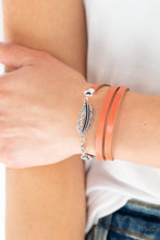 Load image into Gallery viewer, Paparazzi High Spirits - Orange Leather Triple Wraps - Feather Bracelet - $5 Jewelry With Ashley Swint