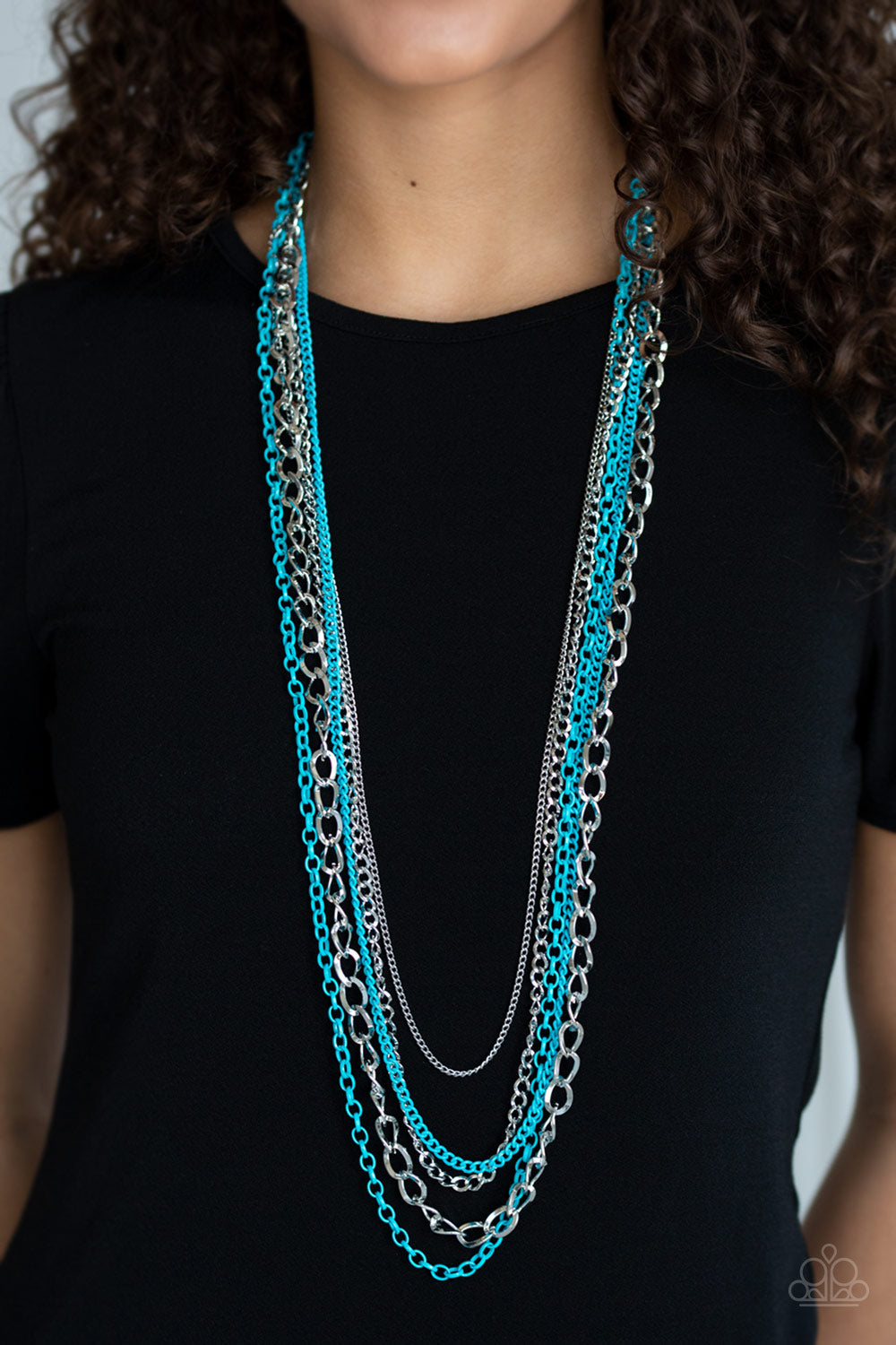 Paparazzi Industrial Vibrance Blue Necklace Earrings