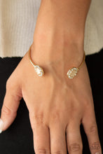 Load image into Gallery viewer, Paparazzi Instant Illumination - Gold - Cat's Eye Moonstone - White Rhinestones - Cuff Bracelet - $5 Jewelry with Ashley Swint