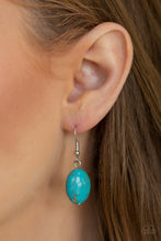 Load image into Gallery viewer, Paparazzi Island Queen - Blue - Turquoise Stone - Silver Hammer, Studded, Embossed Filigree Necklace and matching Earrings - $5 Jewelry with Ashley Swint