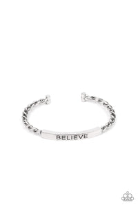 Paparazzi Keep Calm and Believe - Silver - Inspirational Bracelet - $5 Jewelry with Ashley Swint