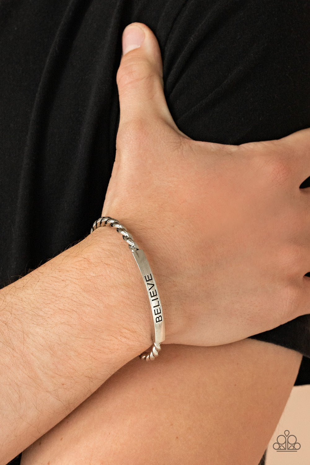 Paparazzi Keep Calm and Believe - Silver - Inspirational Bracelet - $5 Jewelry with Ashley Swint