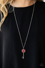 Load image into Gallery viewer, Paparazzi Key Keepsake - Red - Glittery Rhinestones - Silver Key - Necklace &amp; Earrings - $5 Jewelry with Ashley Swint