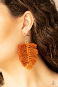 Paparazzi Knotted Native - Brown - Saffron Tassels / Fringe / Thread Earrings - $5 Jewelry with Ashley Swint