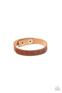 Paparazzi Life is Tough - Brown - Inspirational Bracelet - $5 Jewelry with Ashley Swint