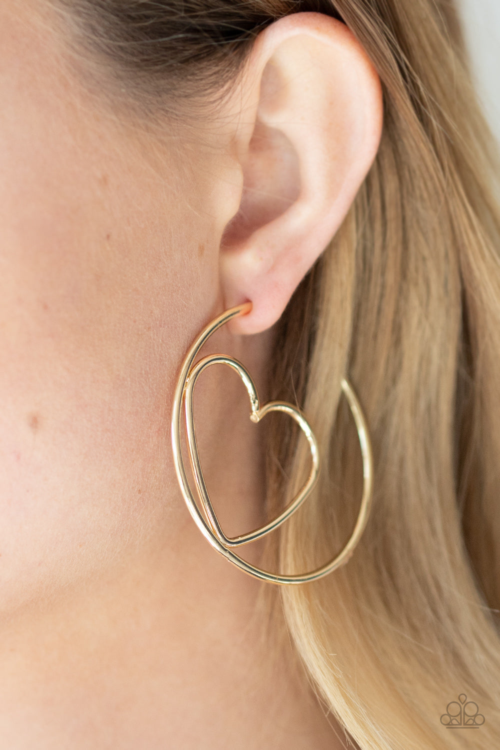 Paparazzi Love At First BRIGHT - Gold - Heart Earrings - $5 Jewelry with Ashley Swint