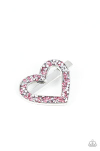 Paparazzi Love is a Battlefield - Pink Rhinestones - Heart Hair Clip - $5 Jewelry with Ashley Swint
