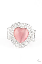 Load image into Gallery viewer, Paparazzi Lovely Luster - Pink - Cat&#39;s Eye - Heart White Rhinestones - Ring - $5 Jewelry with Ashley Swint