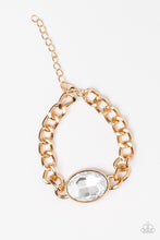 Load image into Gallery viewer, Paparazzi Luxury Lush - Gold - White Gem - Bold Gold Chain - Bracelet - $5 Jewelry with Ashley Swint