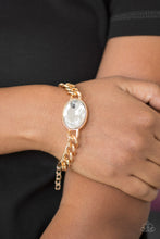 Load image into Gallery viewer, Paparazzi Luxury Lush - Gold - White Gem - Bold Gold Chain - Bracelet - $5 Jewelry with Ashley Swint