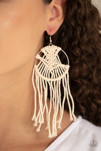 Load image into Gallery viewer, Paparazzi MACRAME, Myself, and I - White - Soft Coral Twine Knotted Around a Silver Hoop Earrings - $5 Jewelry with Ashley Swint