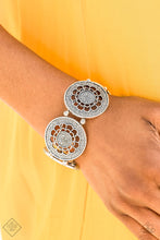 Load image into Gallery viewer, Paparazzi Marigold Medallions Silver Beads - Floral Discs - Stretchy Bracelet - Fashion Fix Exclusive September 2019 - $5 Jewelry With Ashley Swint