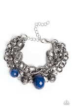 Load image into Gallery viewer, Paparazzi Mega Malibu - Blue Beads - Three Exaggerated Rows of Antiqued Silver Chains - Bracelet - $5 Jewelry With Ashley Swint