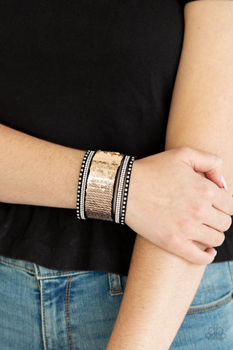 Paparazzi MERMAIDS Have More Fun - Gold / Silver - Sequin Rhinestones Bracelet - $5 Jewelry With Ashley Swint
