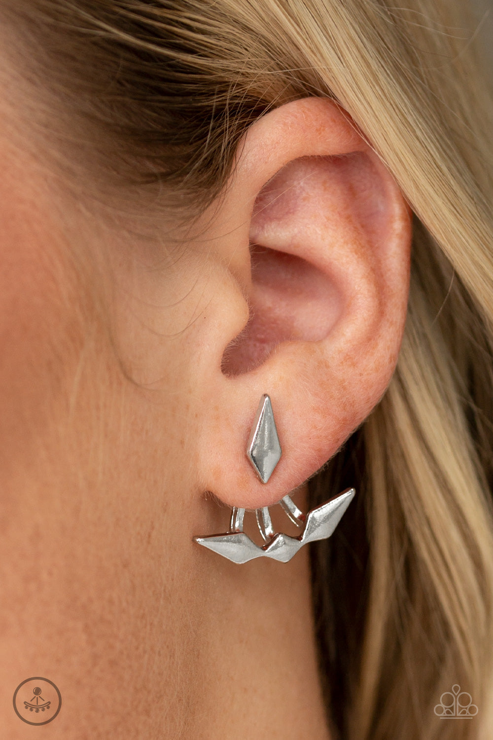 PRE-ORDER - Paparazzi Metal Origami - Silver - Double Sided Earrings - $5 Jewelry with Ashley Swint