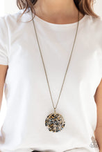 Load image into Gallery viewer, Paparazzi Metro Mosaic - Brass - Hoops and Chain - Retro Acrylic Pendant - Necklace &amp; Earrings - $5 Jewelry with Ashley Swint