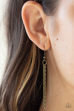 Load image into Gallery viewer, Paparazzi Metro Mosaic - Brass - Hoops and Chain - Retro Acrylic Pendant - Necklace &amp; Earrings - $5 Jewelry with Ashley Swint