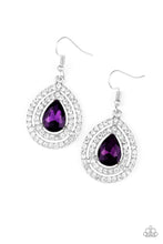 Load image into Gallery viewer, Paparazzi Millionaire Debonair - Purple Teardrop Rhinestone - Silver Earrings - $5 Jewelry With Ashley Swint