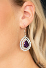 Load image into Gallery viewer, Paparazzi Millionaire Debonair - Purple Teardrop Rhinestone - Silver Earrings - $5 Jewelry With Ashley Swint