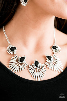 Paparazzi Miss YOU-niverse - Black Gem - White Rhinestones - Necklace & Earrings - ENCORE EXCLUSIVE 2020 - $5 Jewelry with Ashley Swint