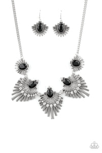 Paparazzi Miss YOU-niverse - Black Gem - White Rhinestones - Necklace & Earrings - ENCORE EXCLUSIVE 2020 - $5 Jewelry with Ashley Swint