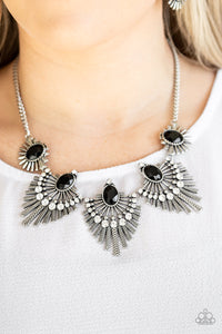 Paparazzi Miss YOU-niverse - Black Gem - White Rhinestones - Necklace & Earrings - ENCORE EXCLUSIVE 2020 - $5 Jewelry with Ashley Swint