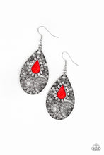 Load image into Gallery viewer, Paparazzi Modern Monte Carlo - Red Bead - Teardrop Rhinestones Silver Earrings - $5 Jewelry With Ashley Swint