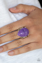 Load image into Gallery viewer, Paparazzi Mojave Minerals - Purple Stone - Teardrop Silver Stretchy Band Ring - $5 Jewelry With Ashley Swint