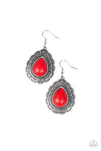 Paparazzi Mountain Mover - Red - Scalloped Silver Frame - Earrings - $5 Jewelry with Ashley Swint