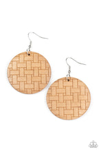 Load image into Gallery viewer, Paparazzi Natural Novelty - Brown - Engraved in Woven Pattern - Earthy Wooden Earrings - $5 Jewelry with Ashley Swint