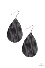 Load image into Gallery viewer, Paparazzi Natural Resource - Black Leather - Stamped Animal Print - Teardrop Earrings - $5 Jewelry With Ashley Swint
