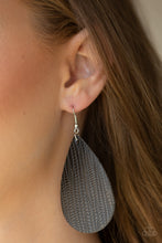 Load image into Gallery viewer, Paparazzi Natural Resource - Black Leather - Stamped Animal Print - Teardrop Earrings - $5 Jewelry With Ashley Swint