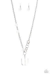 Paparazzi Never a Dull Moment White - Necklace and matching Earrings - Life of the Party Exclusive - January 2020 - $5 Jewelry with Ashley Swint