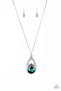 Paparazzi Notorious Noble - Green Teardrop Gem - White Rhinestones - Necklace & Earrings - $5 Jewelry With Ashley Swint