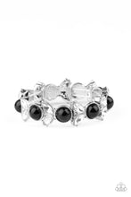 Load image into Gallery viewer, Paparazzi Opulent Oasis - Black - Leafy Silver - Stretchy Band Bracelet - $5 Jewelry with Ashley Swint