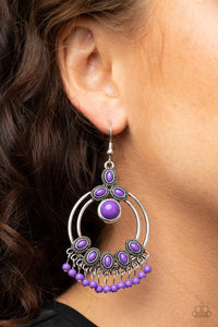 Paparazzi Palm Breeze - Purple - Magenta Beaded Accents - Earrings - $5 Jewelry with Ashley Swint