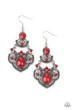 Load image into Gallery viewer, Paparazzi Palm Tree Tiaras - Red - Round &amp; Teardrop Samba Beads - Silver Frame Earrings - $5 Jewelry with Ashley Swint