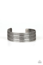 Load image into Gallery viewer, Paparazzi Patterned Plains - Silver - Antiqued Shimmer - Embossed Cuff Bracelet - $5 Jewelry with Ashley Swint