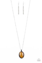 Load image into Gallery viewer, Paparazzi Peaceful Glow - Brown - Tiger's Eye Stone - Silver Chain Necklace &amp; Earrings - $5 Jewelry With Ashley Swint