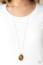 Load image into Gallery viewer, Paparazzi Peaceful Glow - Brown - Tiger's Eye Stone - Silver Chain Necklace &amp; Earrings - $5 Jewelry With Ashley Swint