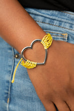 Load image into Gallery viewer, Paparazzi Playing With My HEARTSTRINGS - Yellow - Heart Sliding Knot Bracelet - $5 Jewelry with Ashley Swint
