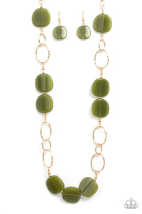 Paparazzi Posh Promenade - Green - Long Necklace & Earrings
